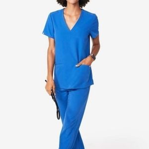 Figs Royal Blue Scrub Set XXS top, XS pant